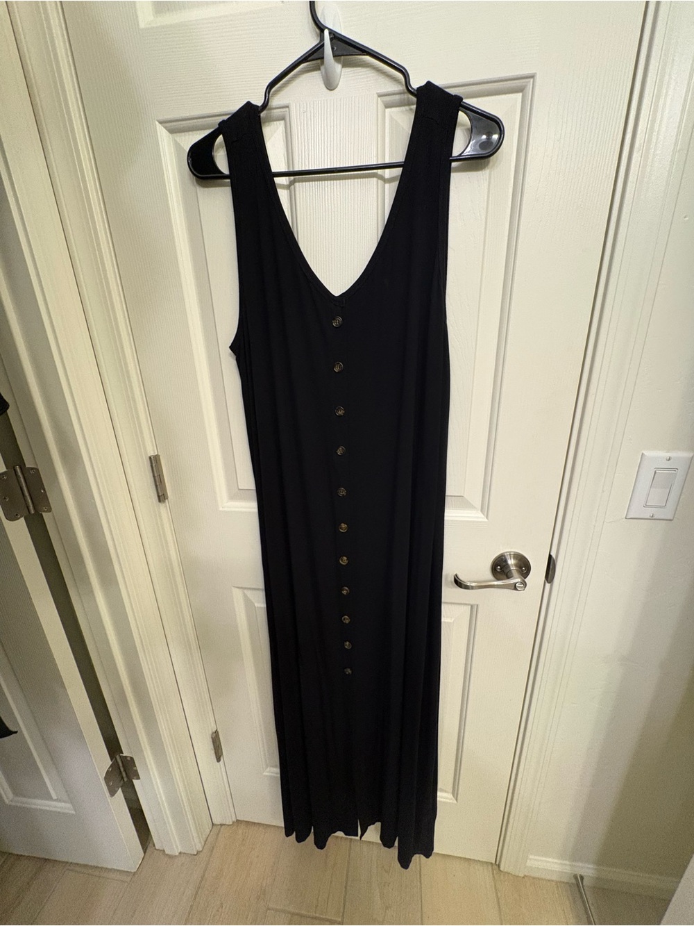 Sz 1X -Karen Kane Black Faux Button-Front Maxi Dress